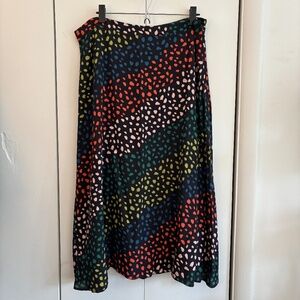 Black and Multicolor Dots Midi Skirt by Sugarhill